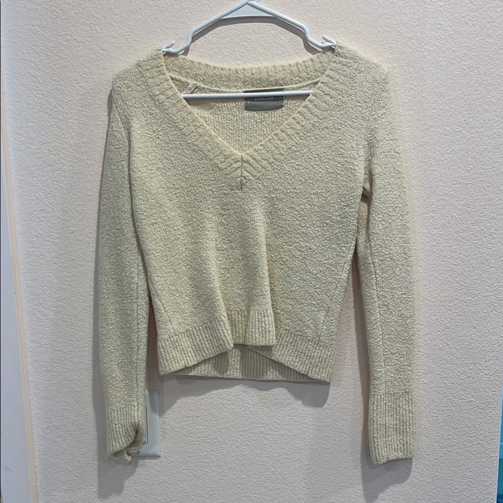 Everlane Soft Cream V-Neck Sweater